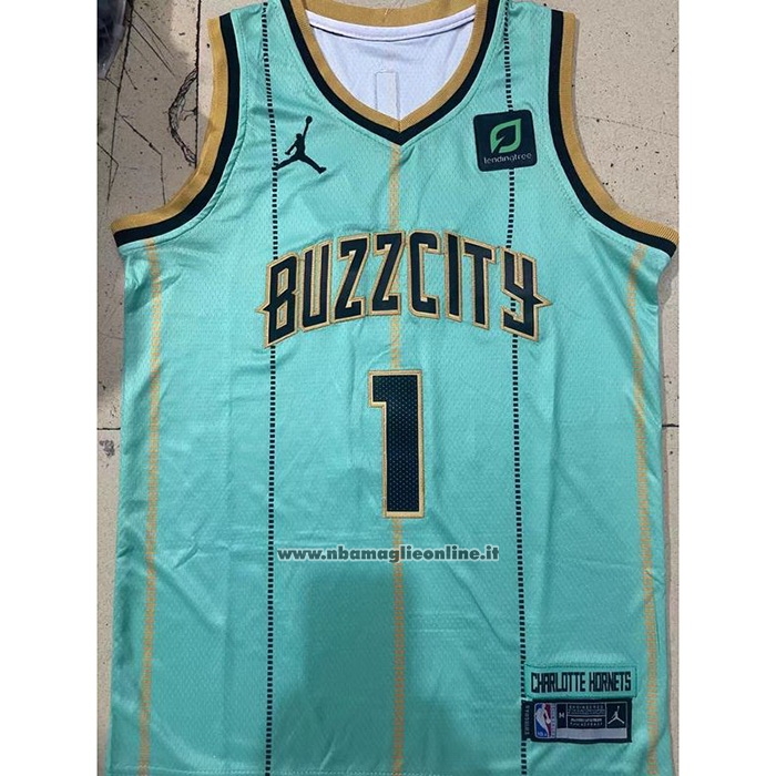 Maglia Bambino Charlotte Hornets LaMelo Ball #1 Citta 2020-21 Verde